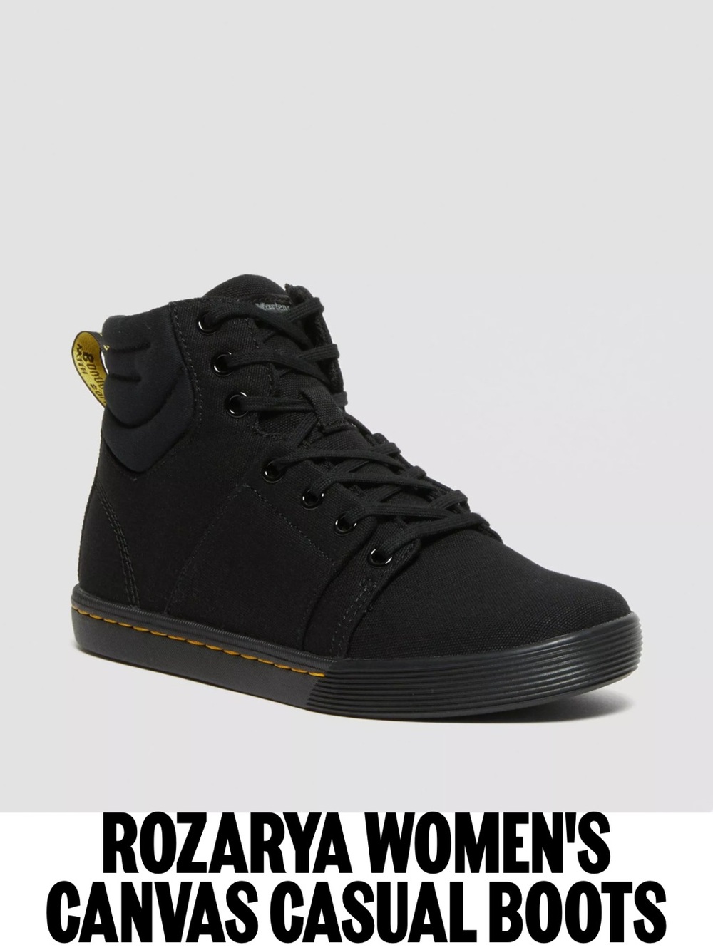 Dr. Martens Woman's Black Rozarya Canvas Casual Boots Sz 8
